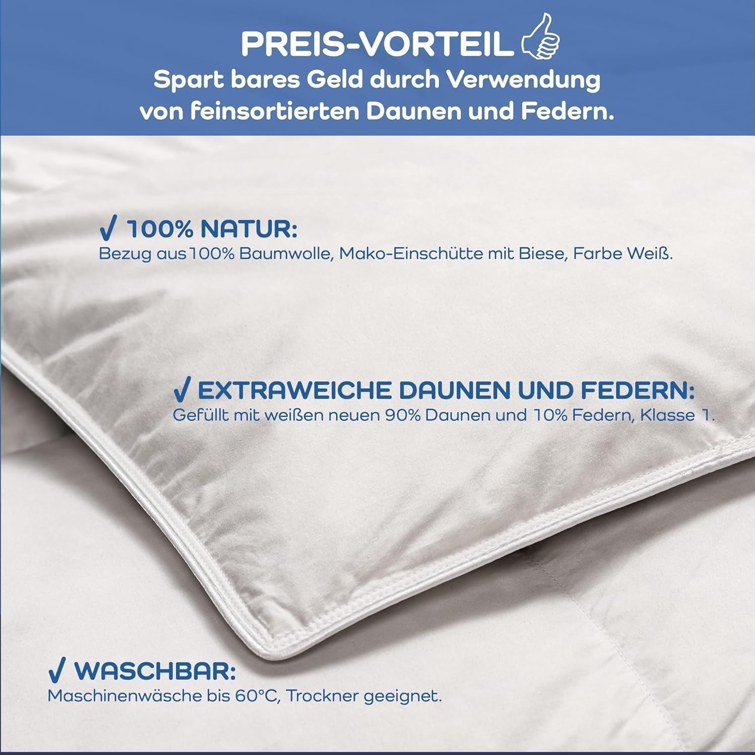 Komfortdyne, (90 dun / 10 fjer), hvid, 155 X 220 Cm Dyner og dyner Naty Shop