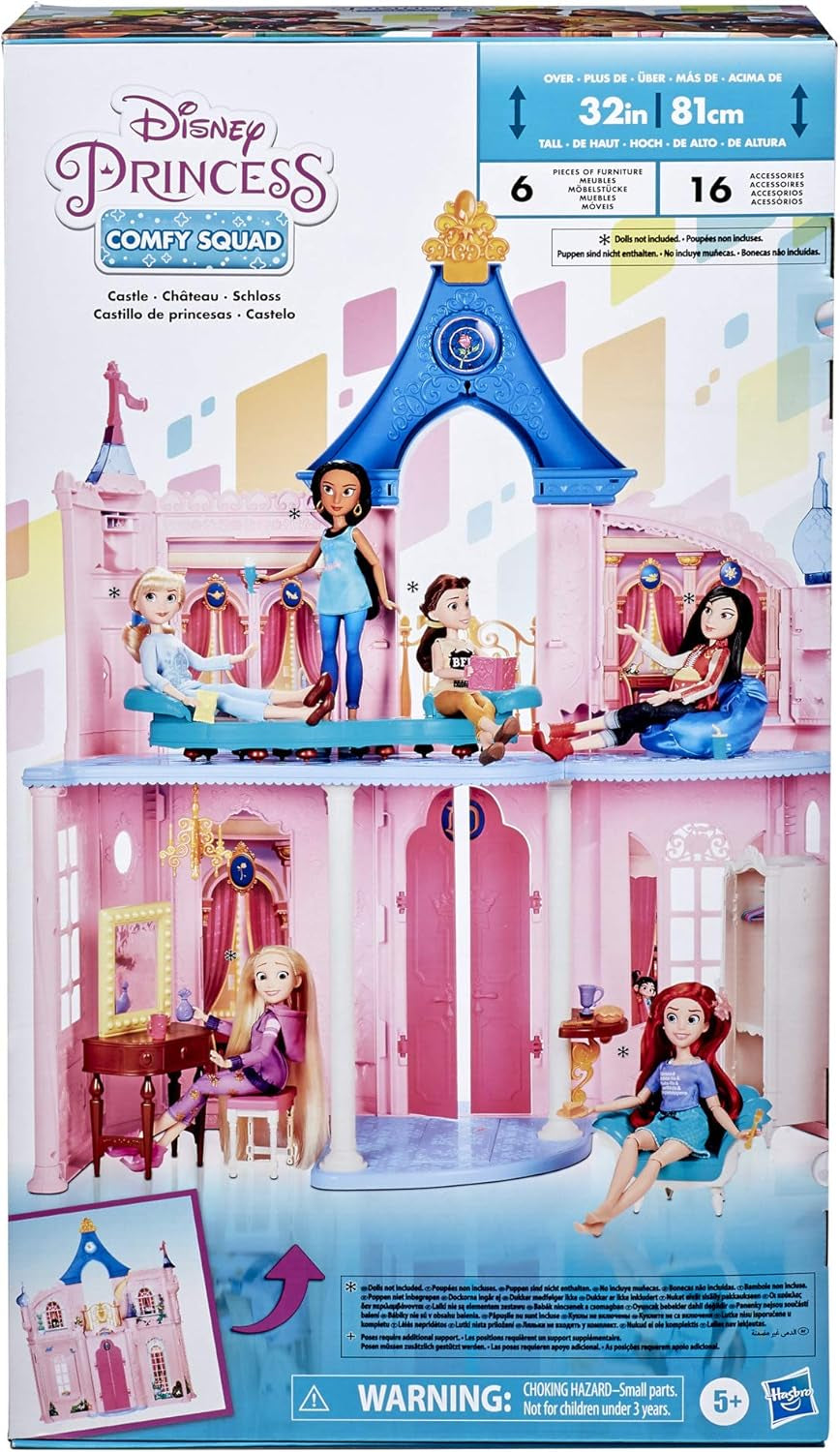 Disney Princess Castle Comfy Squad Dukkehus med 6 møbler og 16 tilbehør Legetøj til 5 år gamle piger Dukkehuse Naty Shop