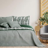 Ameliahome Sengetæppe Sengetæppe 170X210 Cm Dobbeltsidet Letpleje Sengetæppe Plantemønster Grøn Hvid Tropisk Bonaire Senge og Tæpper Besuche den AmeliaHome-Store