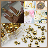 GZMAYUEN 920 stk Guld Sølv Flatback Perlen Für Nägel, Halbrunde Weiße Beige Nail Perlen, Kleine Halbrunde Flatback Perlen Für DIY Nail Art Decor