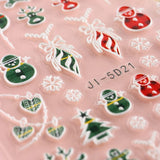 5 Blatt 3D Nagelsticker Weihnachten Nagelaufkleber 5D Stereoskopisk Selbstklebend Schneeflocke-Weihnachtswinterurlaub Nail Art Sticker Dekoration Nageldesign Zubehör