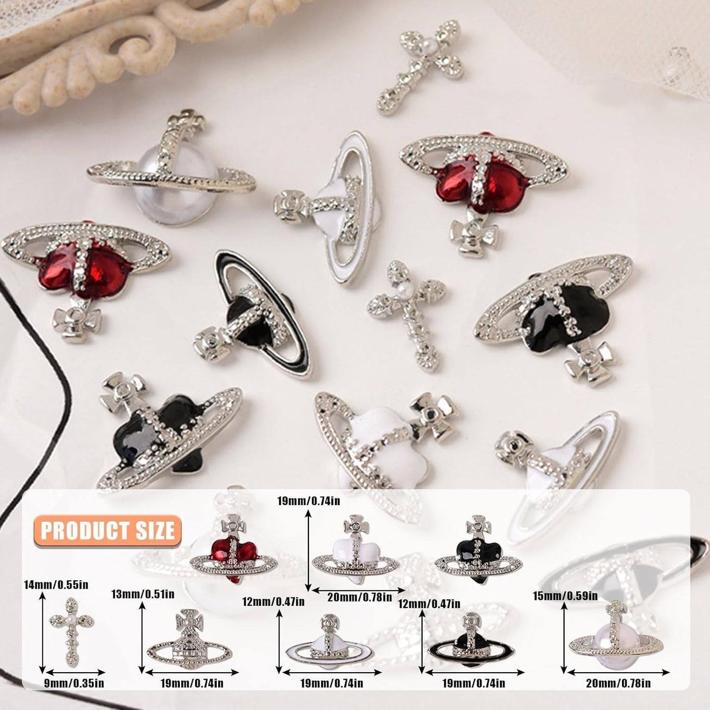 Planet Nail Art Charms, 32 Stück Saturn Shape Nagel Edelsteine ​​​​Für Acrylnägel, Glänzender Nagel Strasssteines Mädchen Nail Art DIY Håndværk Dekoration Tilbehør