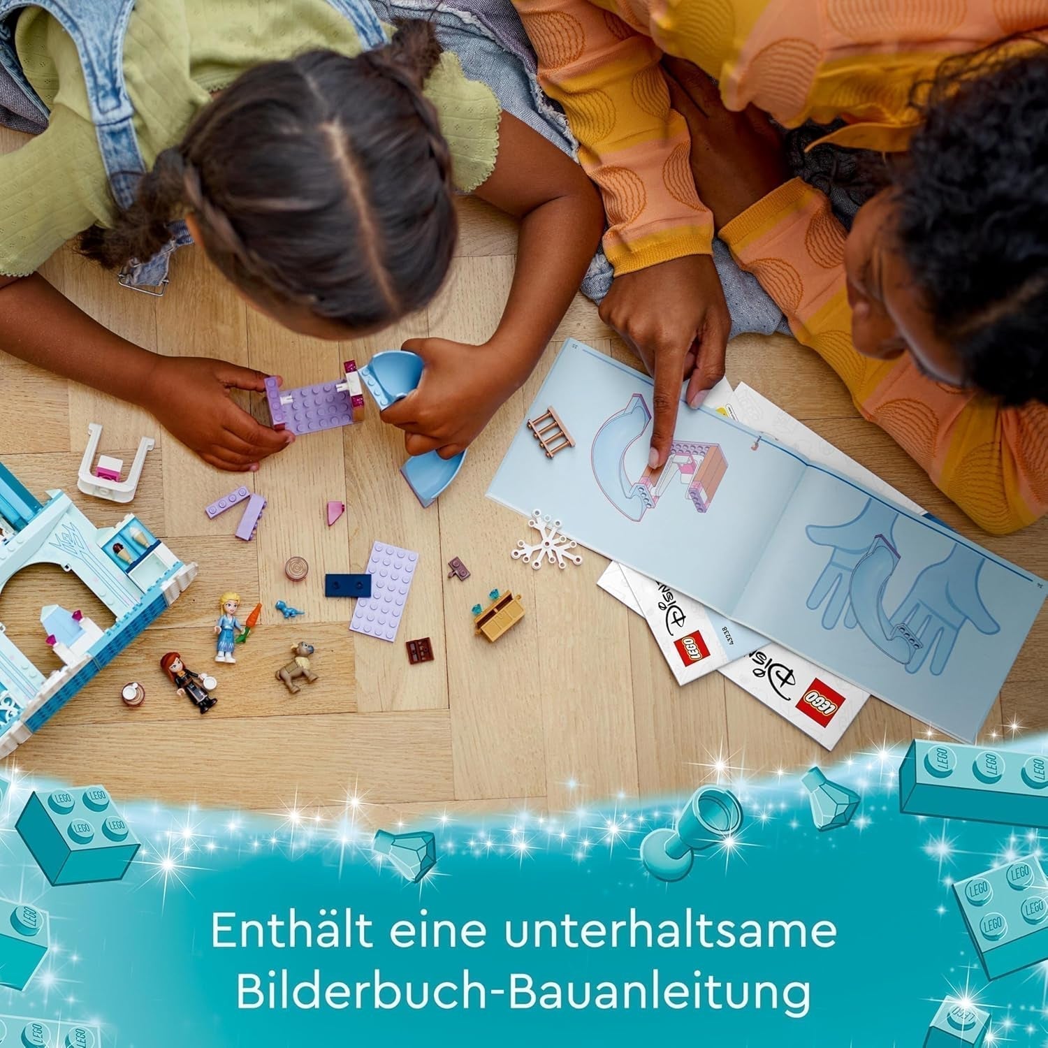 LEGO Disney Frosne Elsas Ispalads, Isdronningens Slot, Prinsesse ELSA og Anna dukkelegetøj, plus 2 dyrefigurer, fantastisk gave til 4-årige piger og drenge 43238 Byggesæt Besuche den LEGO-Store