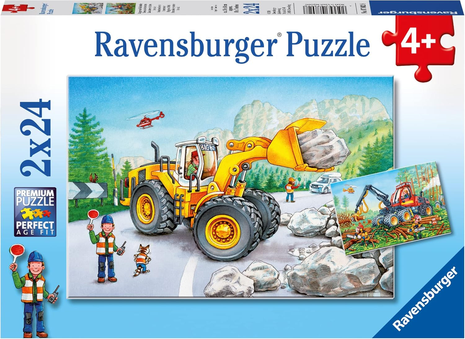 Ravensburger Puslespil til børn - 07802 Gravemaskine og skovbrugstraktor - Puslespil til børn fra 4 år, med 2X24 brikker Puslespil Naty Shop Single