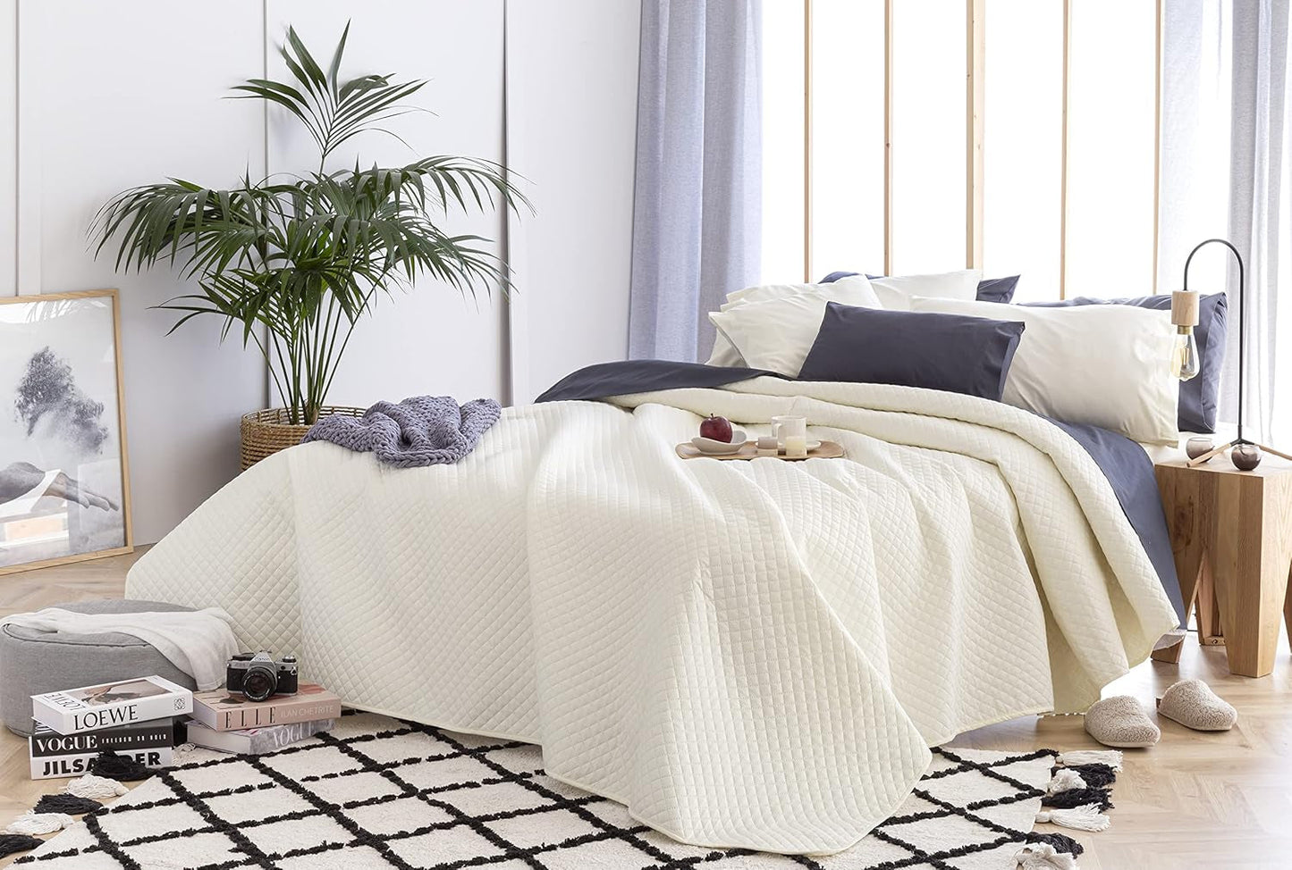 Todocama Fine Boutique sengetæppe Diamantmønster Forår Sommer Efterår Vinter 100% Ekstra blødt Microfiber Multifunktionelt Sengetæppe 105-200 X 260 cm Beige Senge og Tæpper Besuche den Todocama-Store