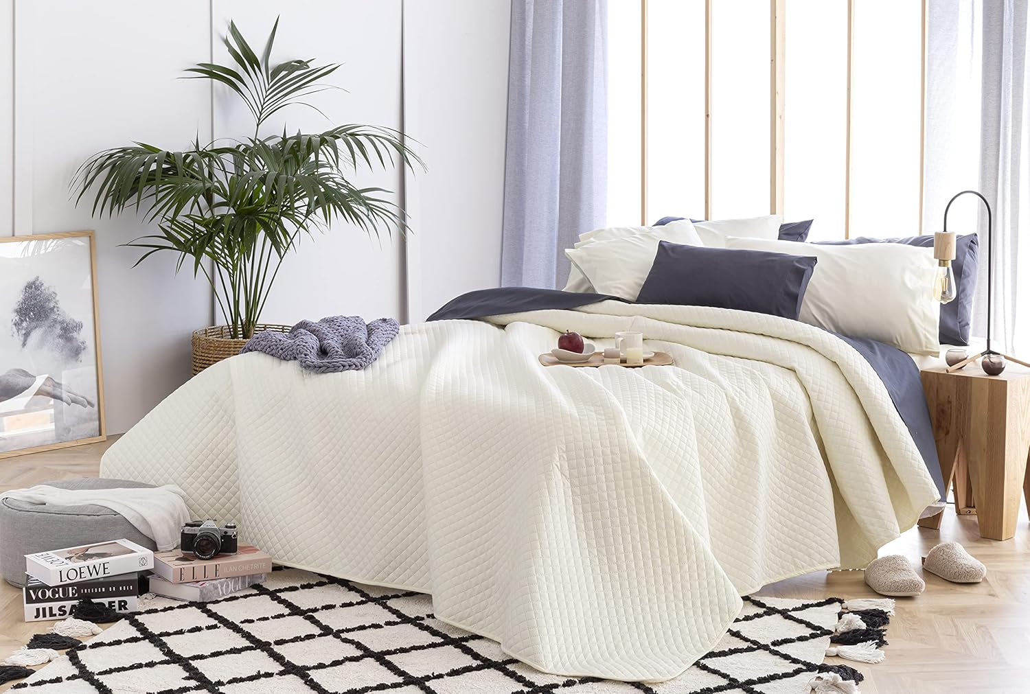 Todocama Fine Boutique sengetæppe Diamantmønster Forår Sommer Efterår Vinter 100% Ekstra blødt Microfiber Multifunktionelt Sengetæppe 105-200 X 260 cm Beige Senge og Tæpper Besuche den Todocama-Store