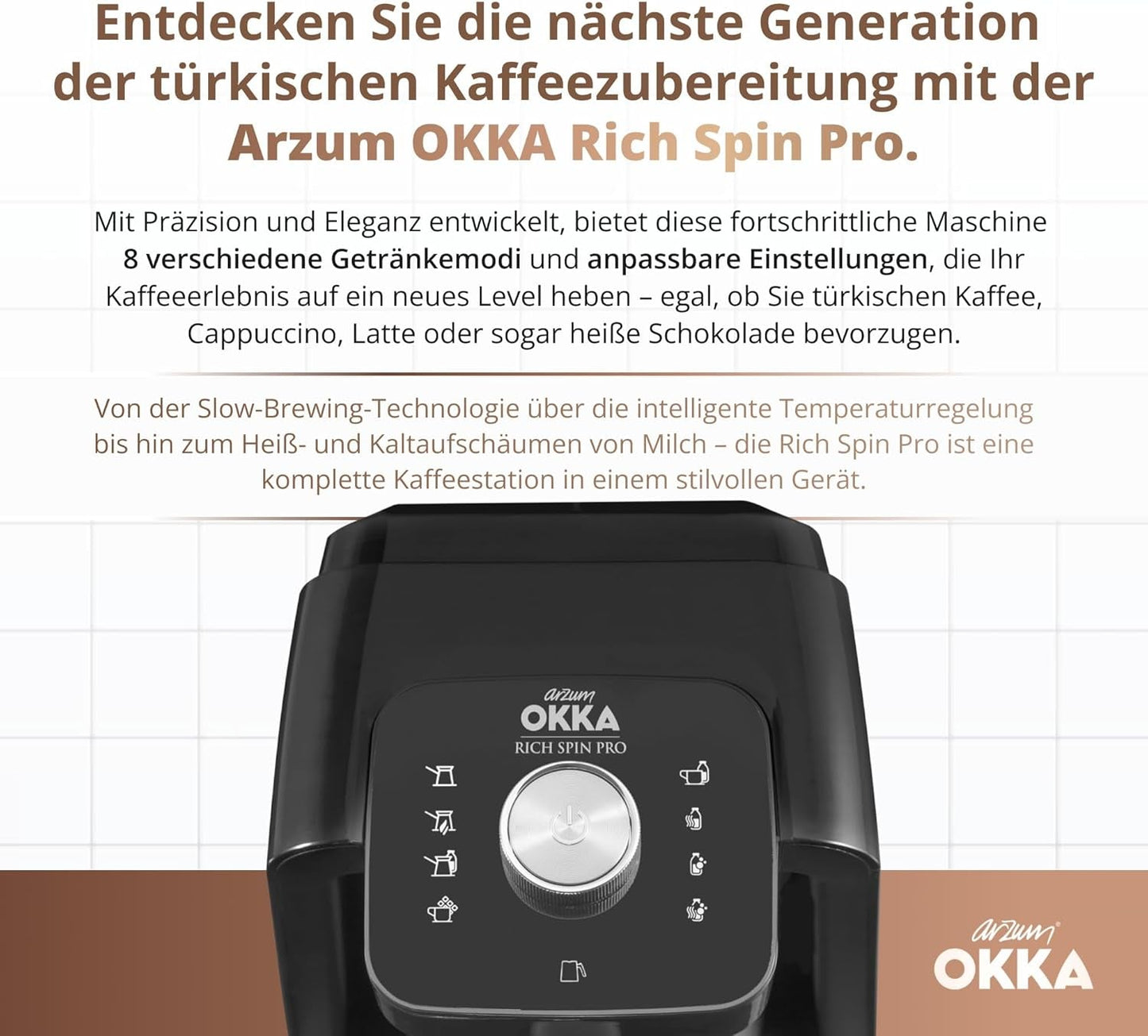 TYRKISK KAFFEMASKINE Arzum OKKA RICH SPIN PRO (krom)