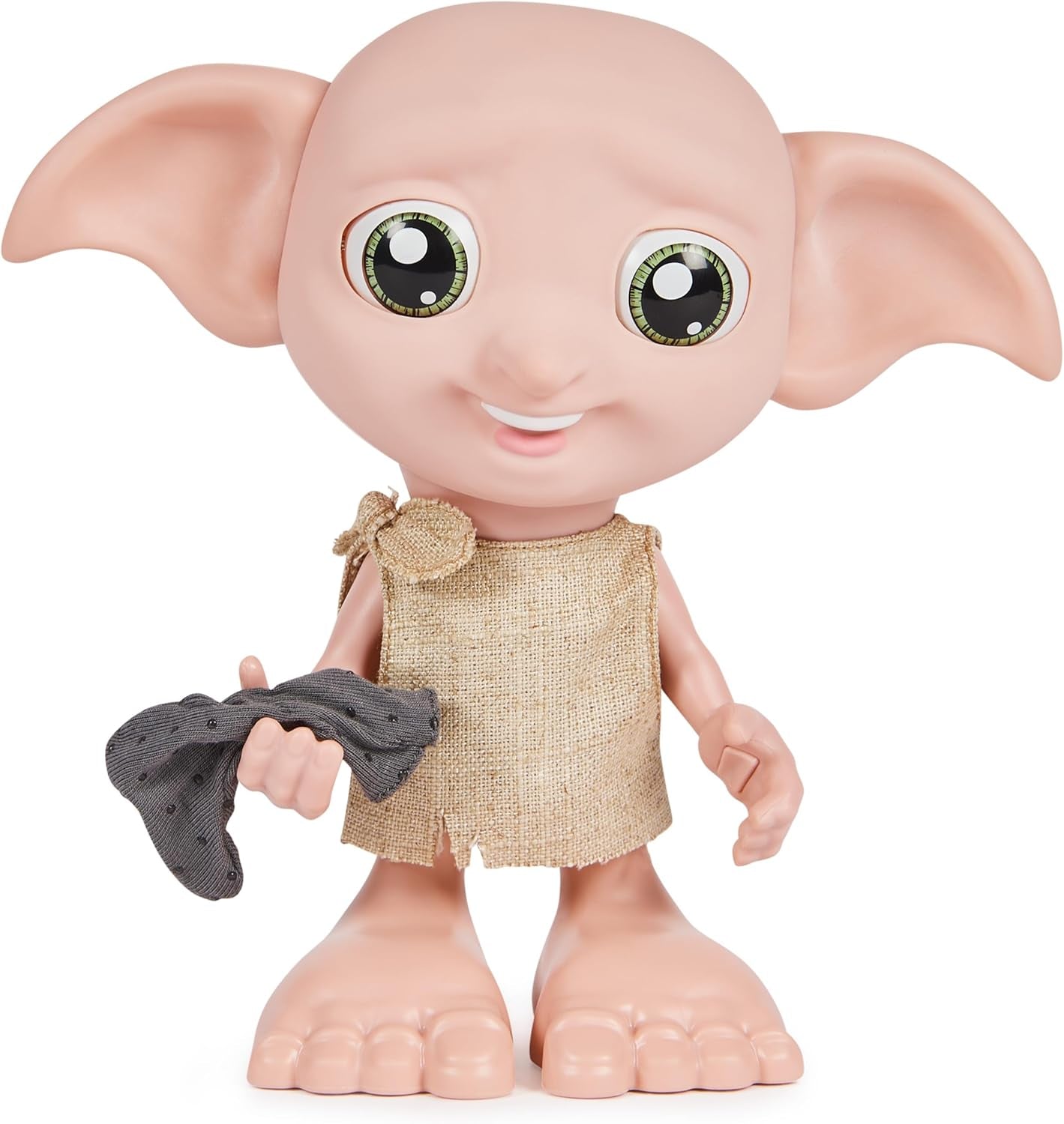 Spin Master 6067280 Wizarding World Harry Potter Magical Interactive Dobby Elf Sock Doll, 30+ lyde og sætninger, 21,6 cm, børnelegetøj, sort