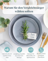 Keramisk servicesæt til 6, Hygge, 24 stk. TESTVINDER Drømmende Skandinavisk Stentøjsskål og tallerkensæt Middagsservice til 6 Pure Living servisesæt i gråblå