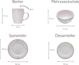 CreaTable, 23601, Romantic Vintage Series, 16-delt porcelænssæt til 4, Porcelænskombinationsservice, Tåler opvaskemaskine og mikroovn, Kvalitetsfremstilling