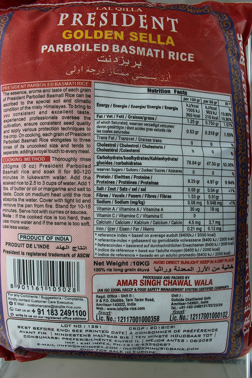 Præsident - Golden Sella Basmati Rice, (1 X 10 KG)