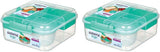 Bento Box TO GO madkassesystem med rum | 1,25 L madpakke med yoghurt/frugtbeholder | for børn og voksne l | BPA-fri Minty Teal [21685-8T], Mint Green Naty Shop Food Opbevaringskasser Mint Green 1,25 liter (pakke med 2)