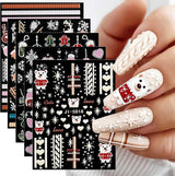 5 Blatt 3D Nagelsticker Weihnachten Nagelaufkleber 5D Stereoskopisk Selbstklebend Schneeflocke-Weihnachtswinterurlaub Nail Art Sticker Dekoration Nageldesign Zubehör