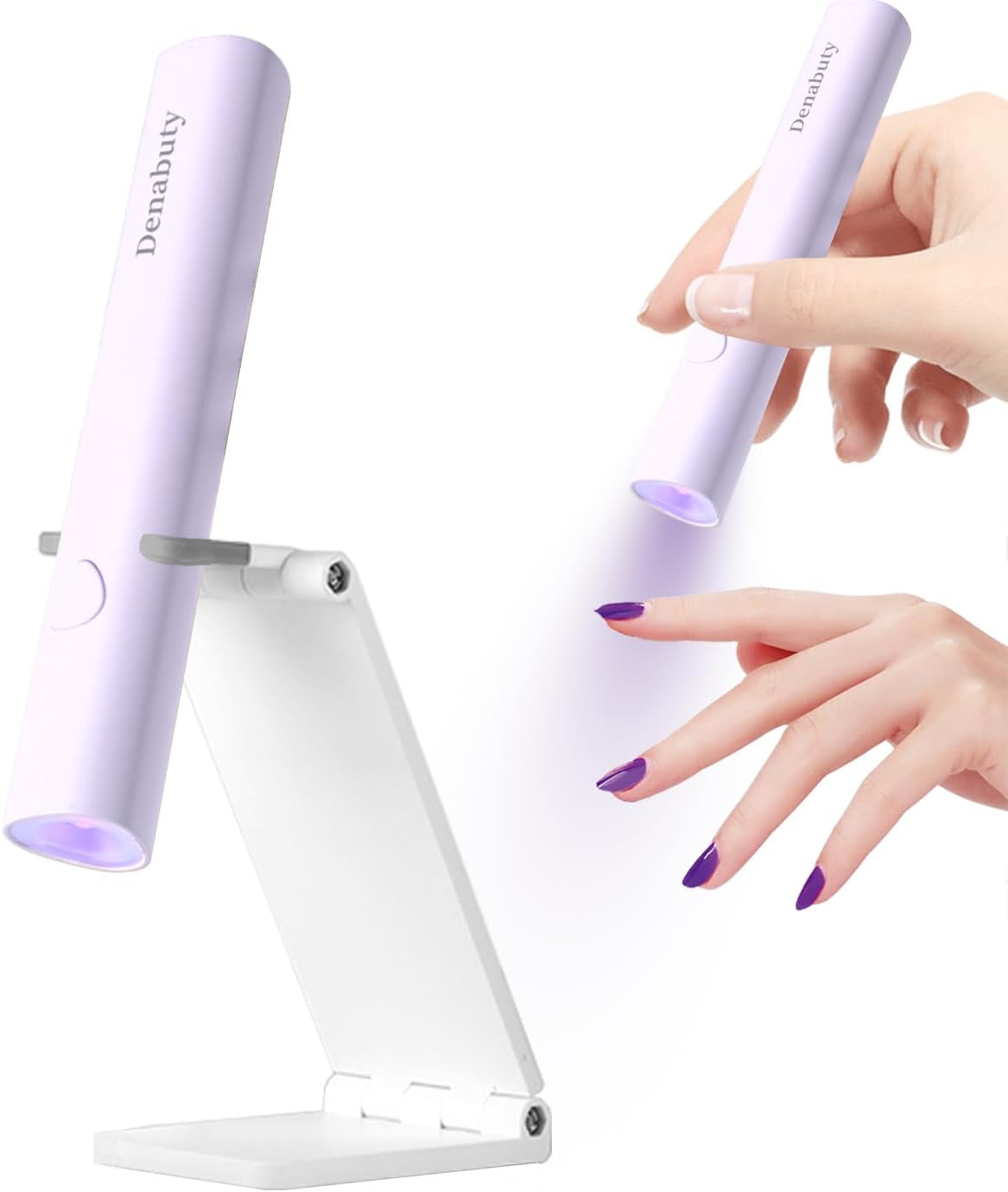 Denabuty UV-lampe til Gel-neglelak, Mini UV LED-lampe til negleudskiftning med stativ Tragbare Lille UV-neglelampe til Gel-neglelak, til Aushärten Von Nagelkleber & Negletips Hvid
