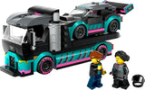 LEGO City Car Transporter med racerbil, legetøjslastbil med justerbar læsserampe og racerbil, byggesæt med 2 minifigurer, racerkører og lastbilchauffør, til børn fra 6 år 60406 Byggesæt Besuche den LEGO-Store
