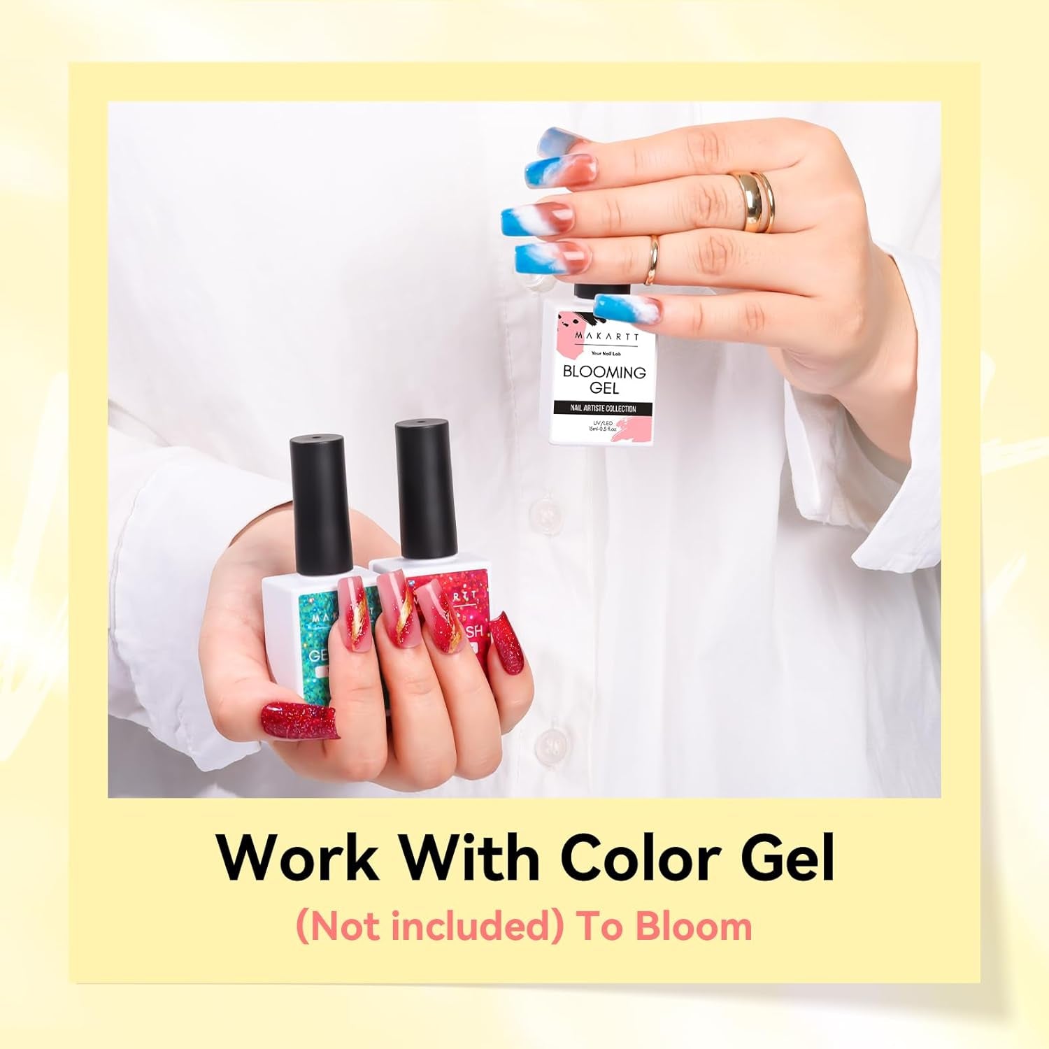 Makartt Blooming Gel-neglelak - 15ml Blooming Gel-neglelakforlænger med marmorfarve, gelmaling, gør-det-selv-manicure-negledesign, blomster, dyr, akvarel, magisk manikyrsæt
