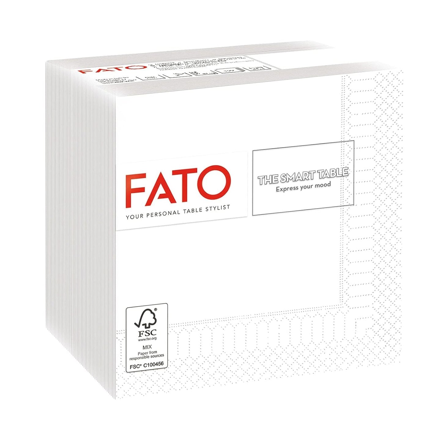 , Engangspapirservietter, ideelle til forretter og cocktails, pakke med 100 servietter, størrelse 24X24, 4-fold, 2-lags, hvidt, 100 % rent cellulosepapir, Fsc-certificeret (pakke med 6)
