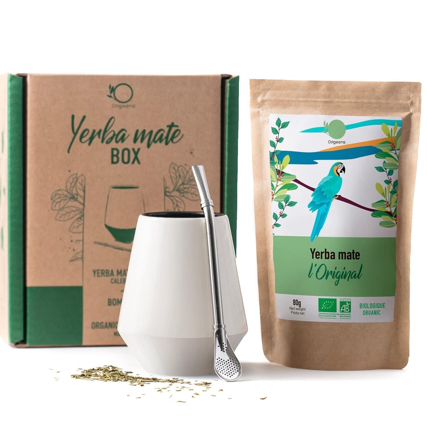 ORIGEENS MATE TE-SÆT Med portugisisk matekop, bombilla og BIO Yerba Mate te - Originalt gavesæt