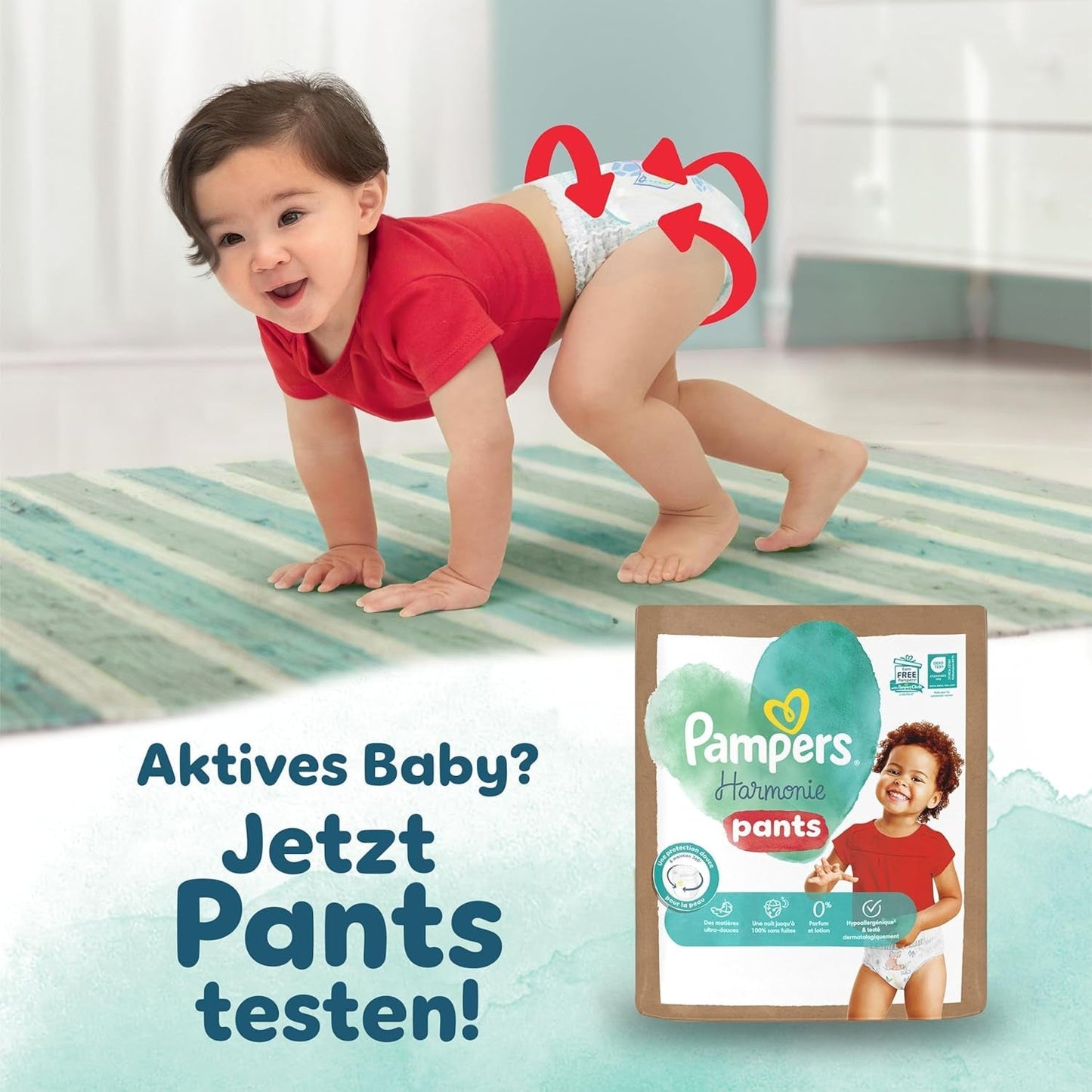 Pampers Harmony bleer størrelse 4, 174 bleer, 9 kg-14 kg, skånsom hudbeskyttelse med 100 % Pampers beskyttelse