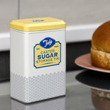 Tala Originals Retro Design Metal Opbevaringsboks i Gul og Creme Kan indeholde en hel pose med pulveriseret sukker