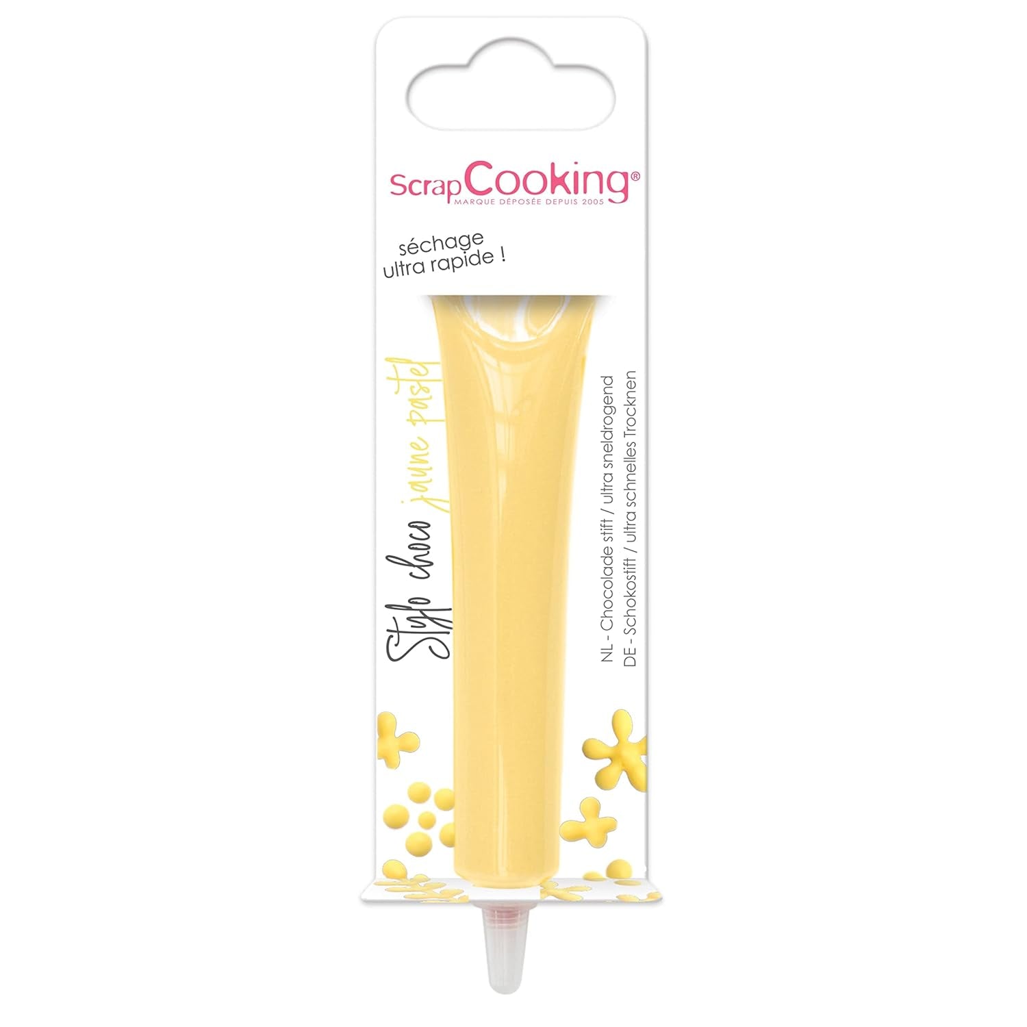 Scrapcooking - Pastel Yellow Sugar Pen - Gul skrivesukker 25g - Dekorativ spisesukkerpen - Skrivning og tegning - Mærkning af fondant, glasur, kager - 6804