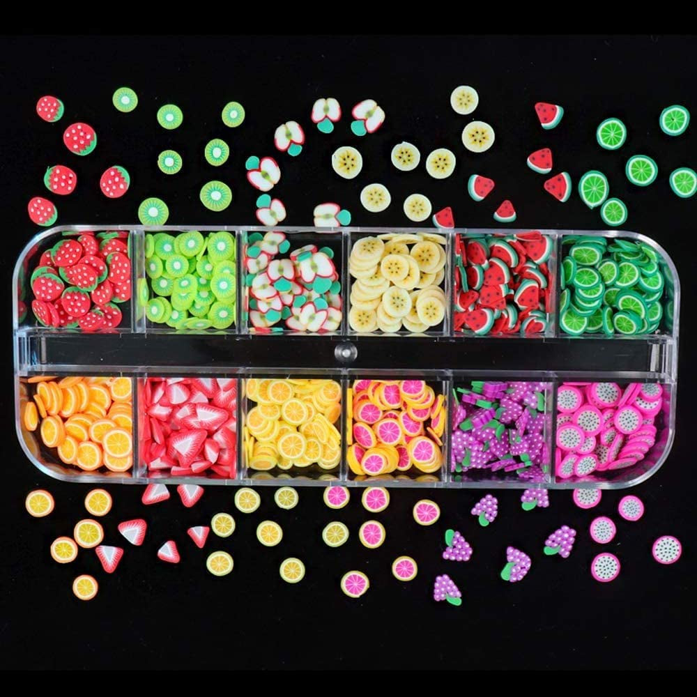 4 Sæt Nagel Obst Scheiben, Basicon Niedliche Obst Polymer Scheiben Obst Scheibe Nail Nagel 3D Obstscheibe Nail Art Slice Für DIY Liefert Maniküre Dekoration Schleim Zubehör Nageldekorationen, 4 Stile