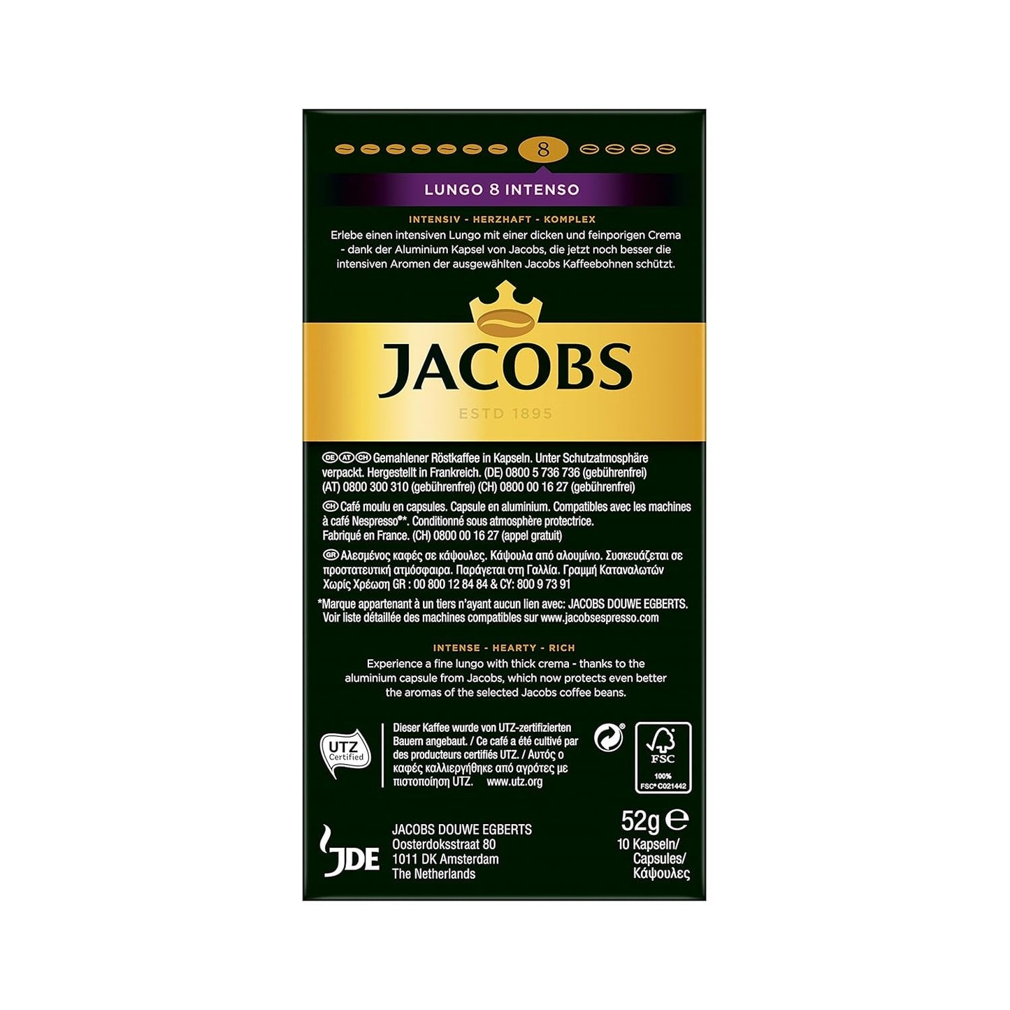 Jacobs Kapseln Lungo Intenso, Intensität 8 & Kapseln Lungo Classico, Intensität 6, 100 Nespresso®*-kompatibel Kaffeekapsel, 10er Pack, 10 x 10 Getränke