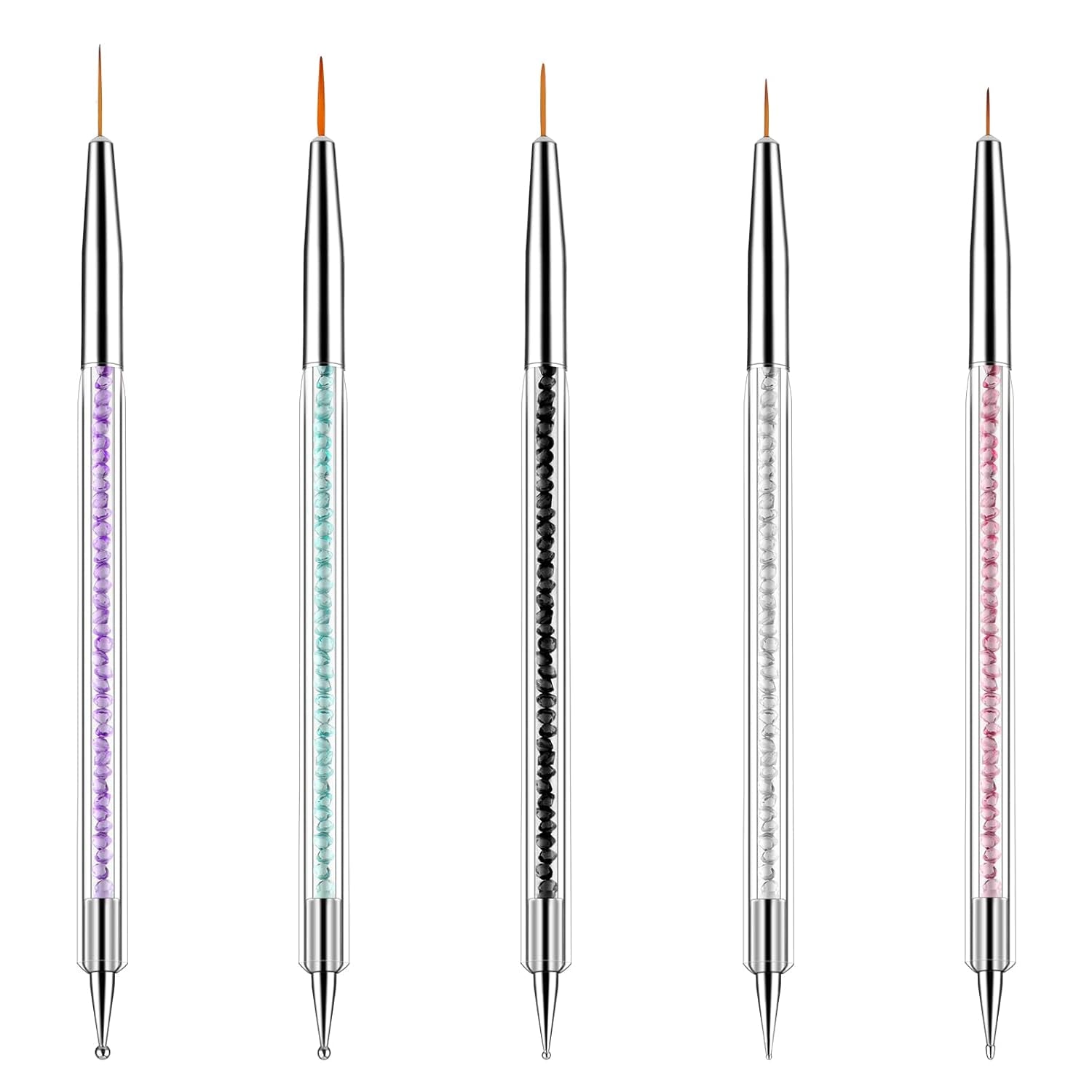 5 Stück Nail Art Pinsel Sæt Dotting Tool Nailart Pinsel Nageldesign Dotting Pen Strass Professionel Acryl Feinmalerei Nail Art Design