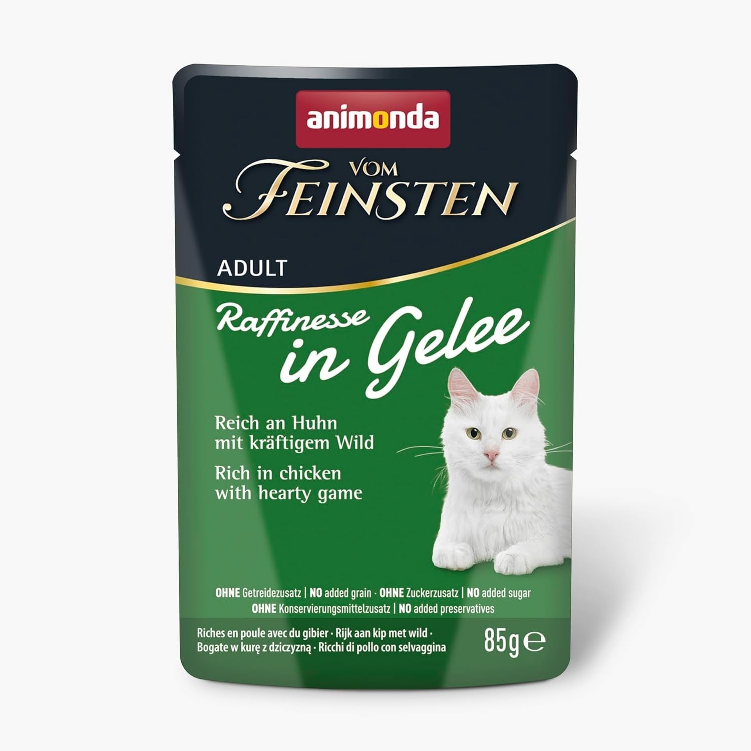 animonda Vom Feinsten Adult Raffinesse Katzenfutter in Gelee, Mixpack vom Land (12 x 85 g), Nassfutter mit Taurin og Vitamin D3, ohne Zusatz von Zucker, Soja og Getreide