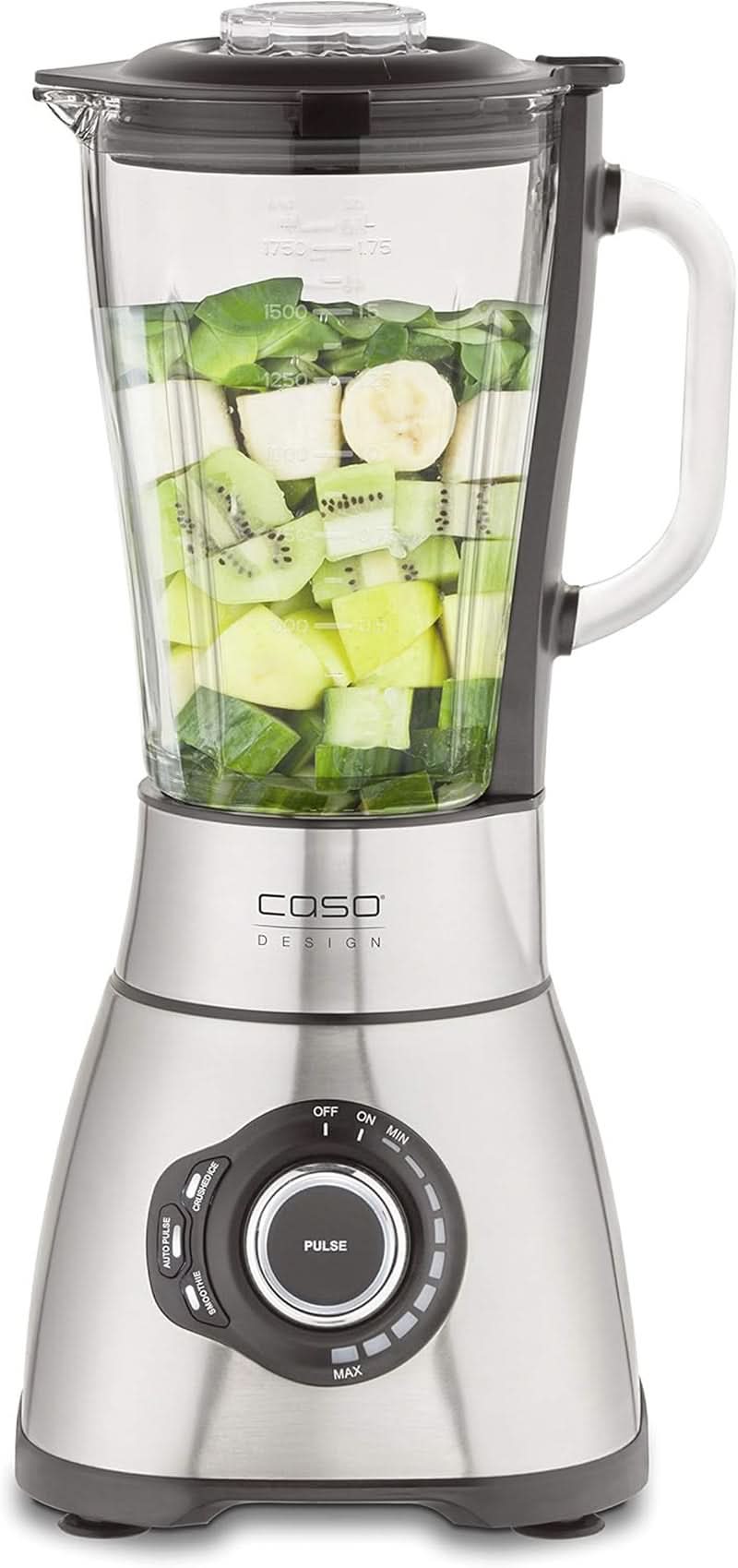 CASO B 1800 Powerblender-Set - Standmixer, 28.000 U/Min, Glasbeholder 1,75 L, Inkl. Trinkflasche Und Zerkleiner, Mixer Testsieger Mit Sehr Gut, Edelstahl Naty Shop