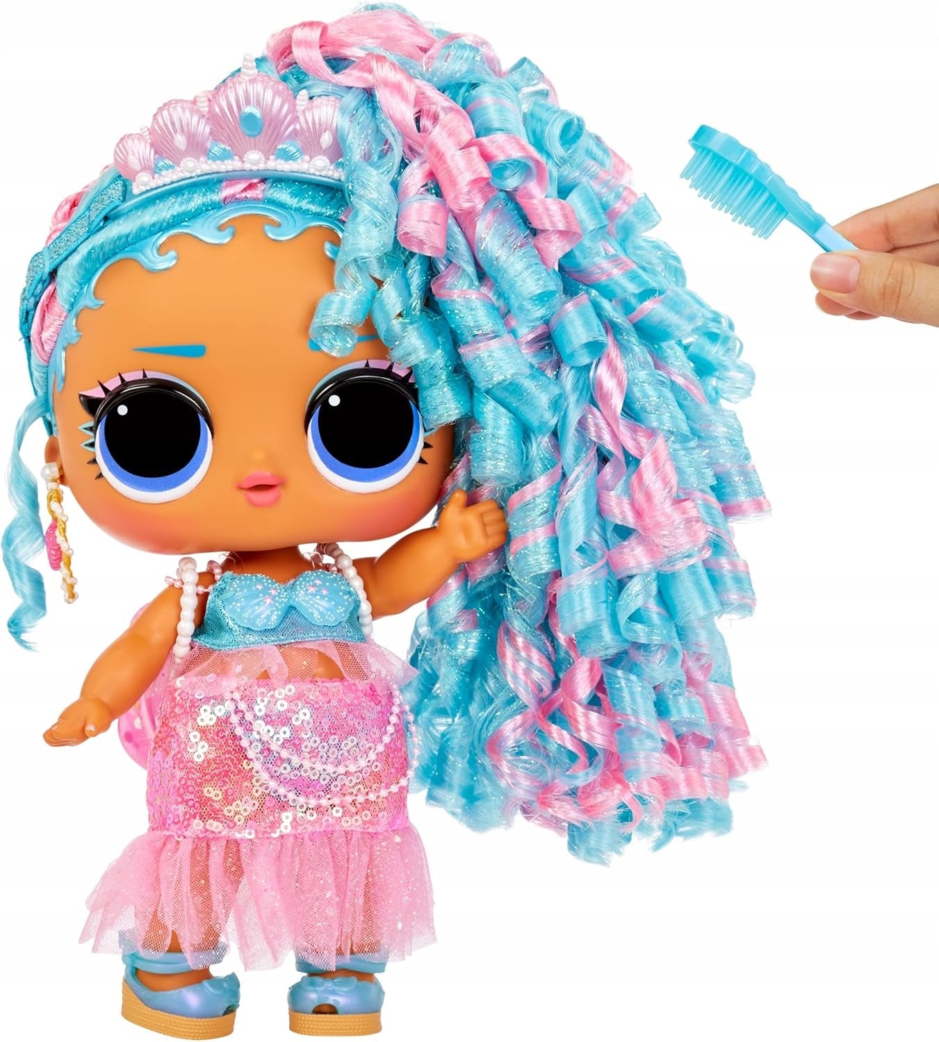 L.O.L. Overraskelse! Big Baby Hair Hair Hair – SPLASH QUEEN – 27,94 cm stor Puppe med 14 Überraschungen, Tilbehør til Teilen und echten Haaren – Für Kinder und Sammler ab 4 Jahren