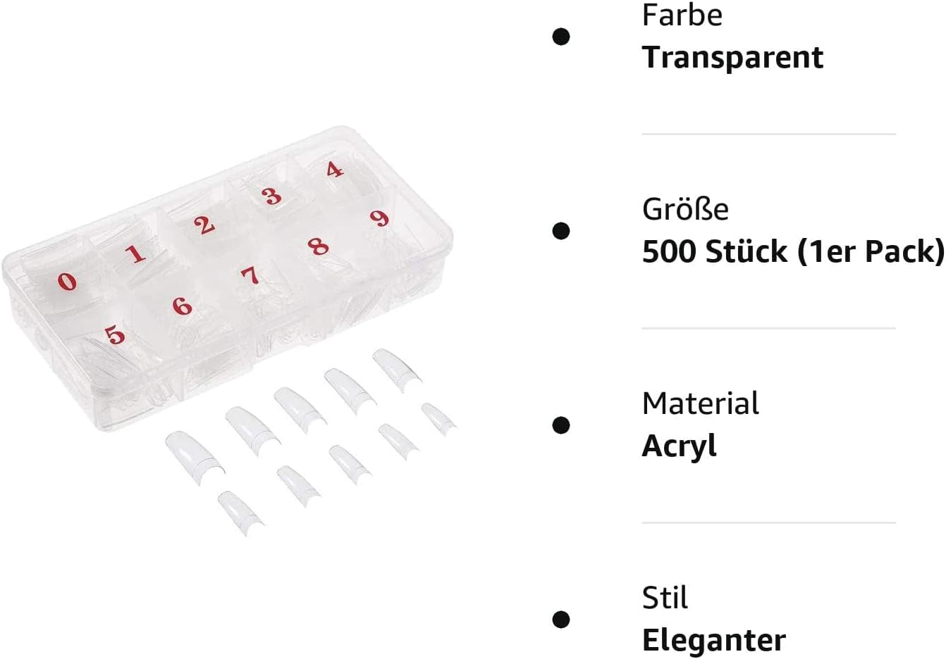500 stk naturlig fransk akryl kunstige kunstige negle kunsttips med æske til kvinder og piger