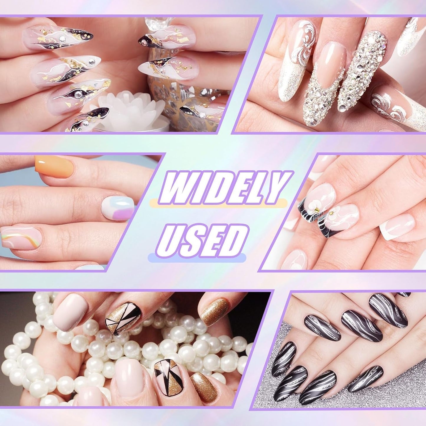 Sularpek 6 Stück Nagel Pinsel, Nail Art Pinsel, Pinsel Nageldesign, Nagel Pinsel Set, Nail Art Dotting Tools med 1 svampebørste applikator, Nageldesign Tilbehør til DIY Nail Art Design