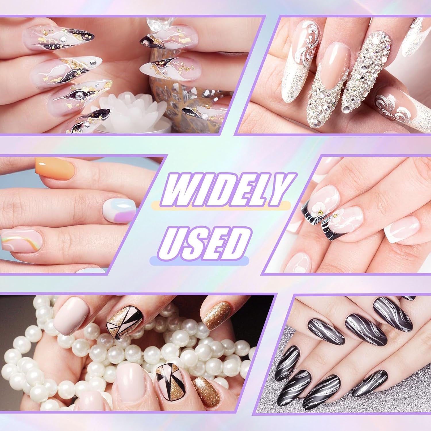 Sularpek 6 Stück Nagel Pinsel, Nail Art Pinsel, Pinsel Nageldesign, Nagel Pinsel Set, Nail Art Dotting Tools med 1 svampebørste applikator, Nageldesign Tilbehør til DIY Nail Art Design