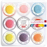 Scrapcooking - Sæt med 9 pulveriserede madfarver - Blå, Gul, Pink, Lilla, Orange, Limegrøn, Rød, Pulverpink, Sort - Spiseligt farvepulver til kager, muffins, macarons - 4270