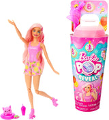 Barbie Pop Reveal Fruit - Overraskelsesdukker med 8 frugtige overraskelser, inklusive en positionerbar jordbær-limonadeduft og en luftig hvalp i alderen 3+, HNW41