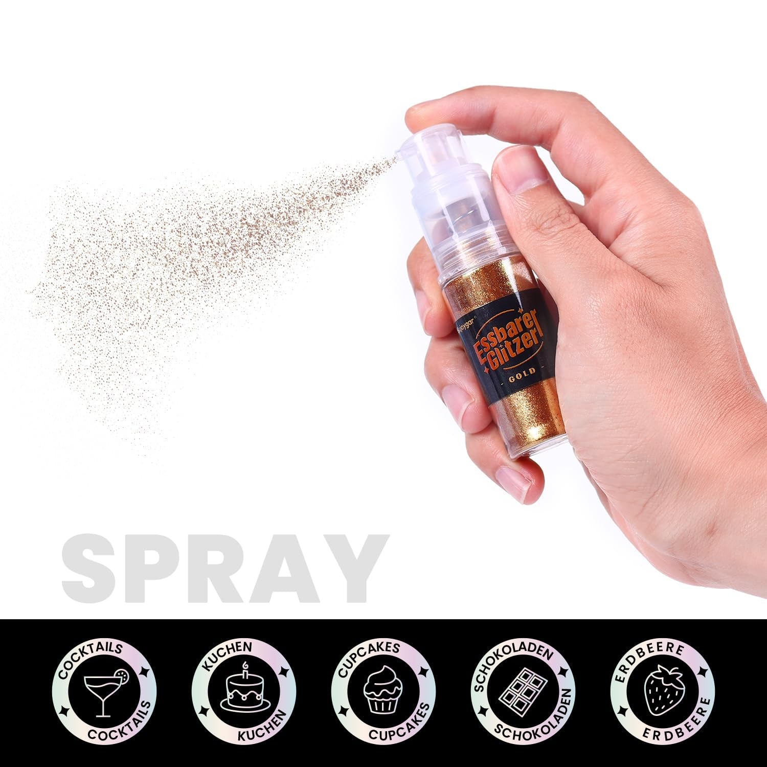 Spiselig glitter - 10G, Rose Gold Drink Glitter, Spiselig Glitter Pulver, Madfarvepulver, Guld Pulver, Metallisk Glitter Pulver, Glitter Spray til Cocktails, Chokolade, Kager, Fondant