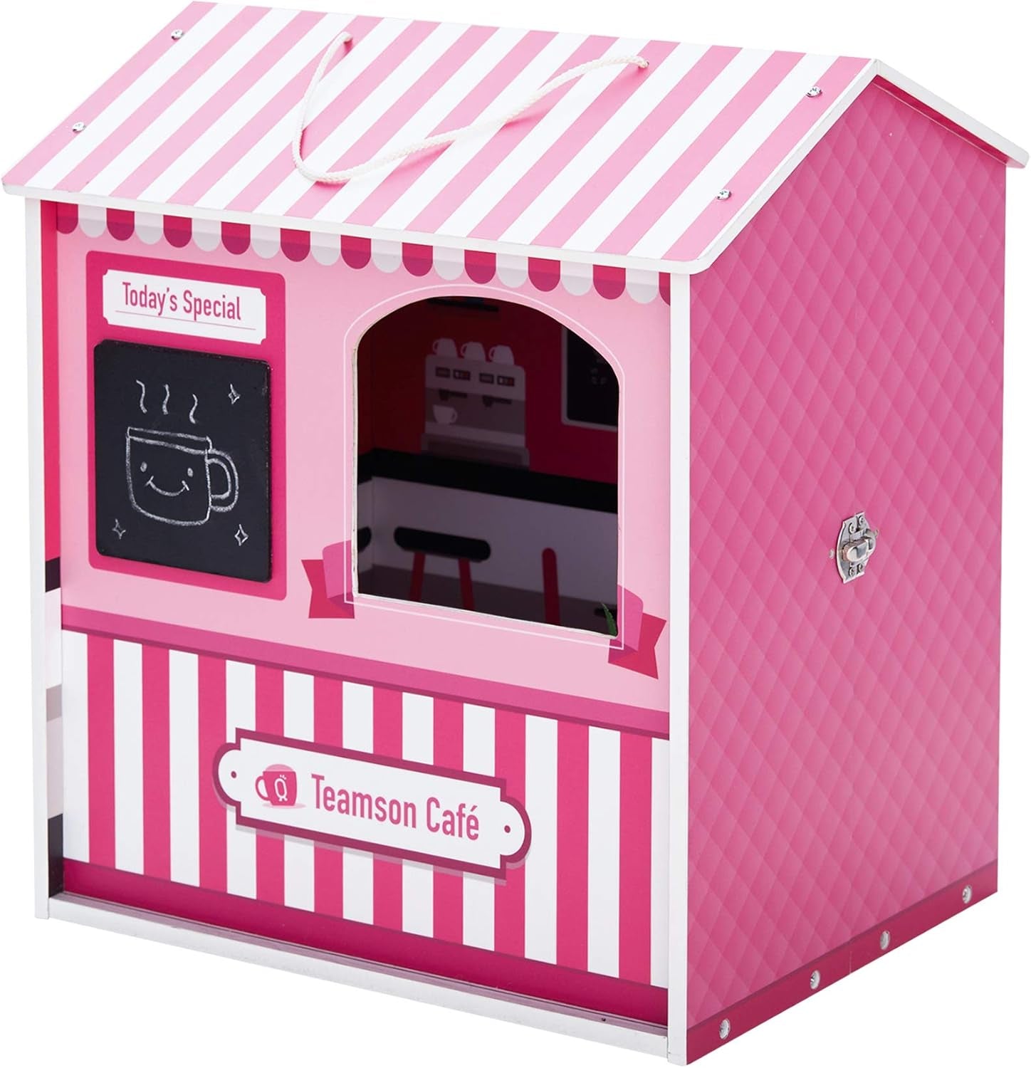 Teamson Kids - Dreamland City Café Dukkehus 30cm - Pink/Hvid/Sort