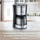 SEVERIN "TypeSwitch" espressomaskine med termokande, AromaSwitch til valg mellem 2 bryggeprofiler, kaffemaskine til op til 10 kopper, 1000W, børstet rustfrit stål-sort, KA 4845