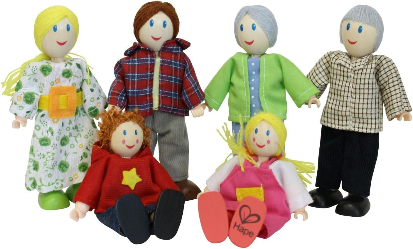 Hape E3401 Four Seasons House, møbleret og E3500 - Dukkefamilie, lys hud