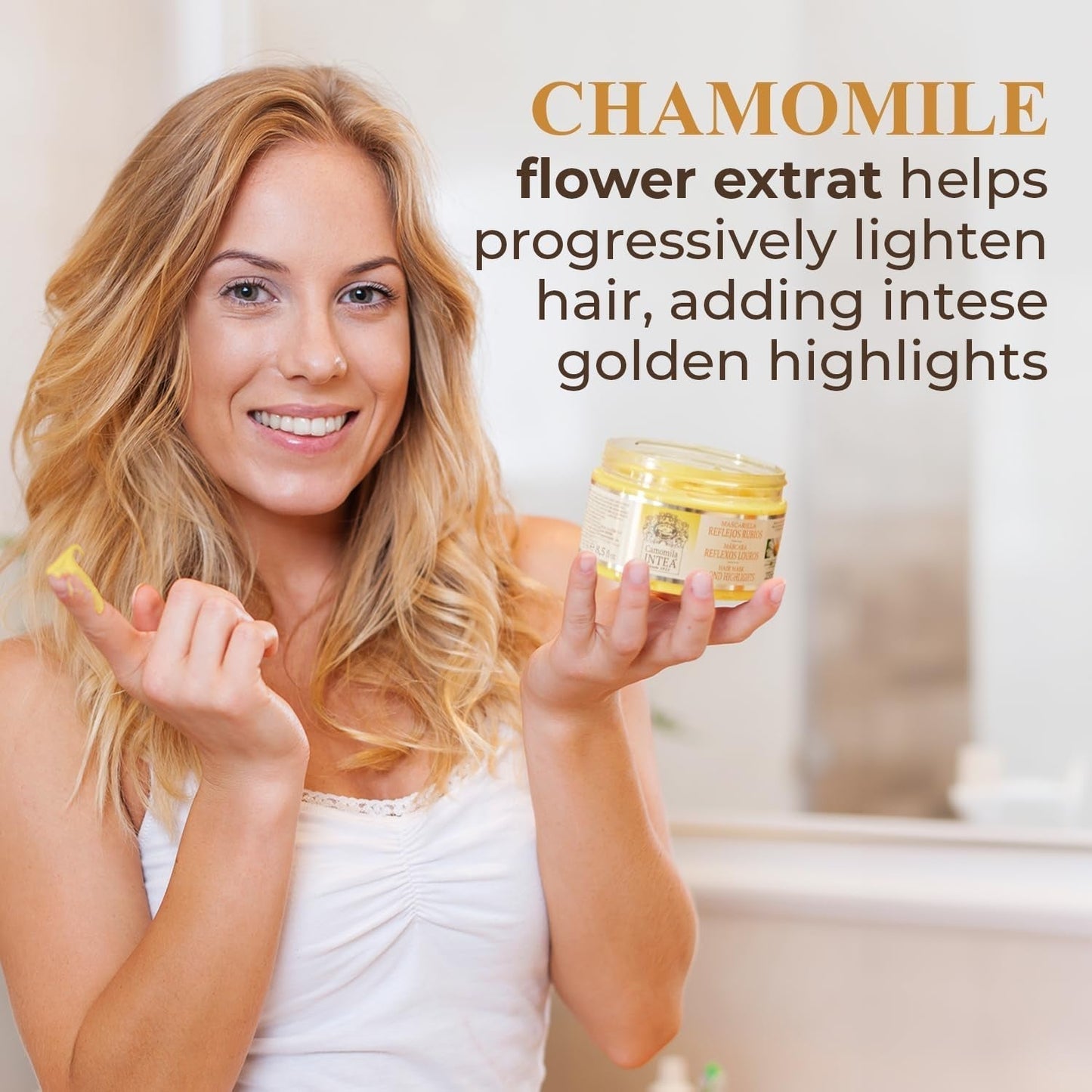 Intea Chamomile - Blond Reflections Hair Mask - Fugter og nærer blondt hår - 250 ML Naty Shop Hair Mask