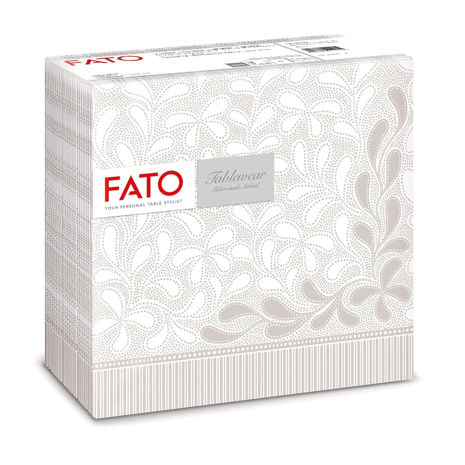 Fato - Tørre papirservietter, airlaid, tekstileffekt, pakke med 50 servietter, 40X40 foldet i 4 format, Tropicana Decor