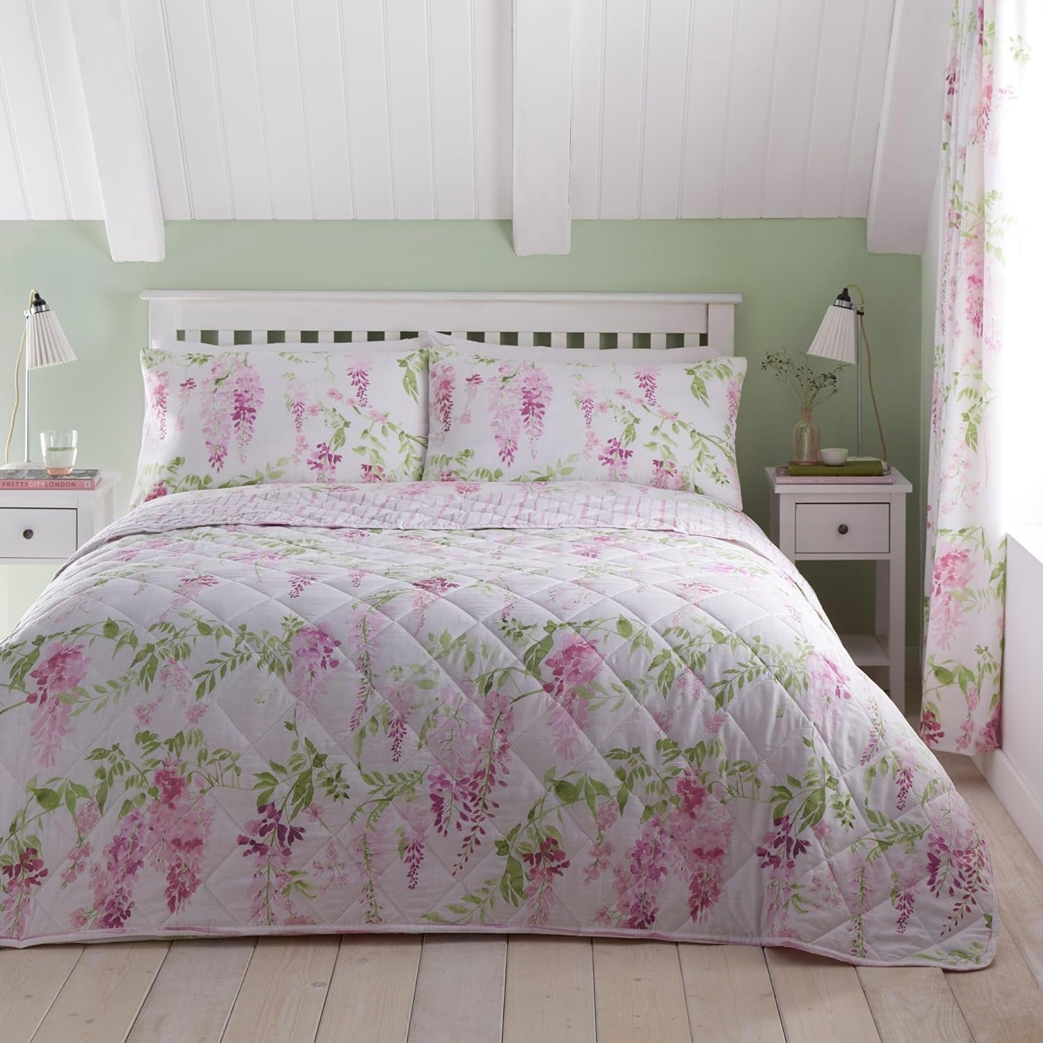 Dreams & Drapes Design - Wisteria - Quiltet sengebetræk - 200 Cm X 230 Cm i pink Beds and Covers DREAMS AND DRAPES Rose 200 Cm X 230 Cm
