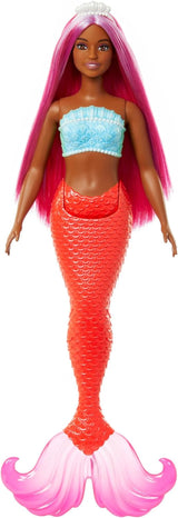 Barbie Havfrue Dukke med Lyserødt og Syren Fancy Hår og Pandebånd, Shell Top og Lavendel Blå Halefinne Dukke, HRR06 Naty Shop Dolls Havfruehale i tropisk rød
