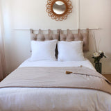 Nyd hjemmetæppe, beige, naturligt, med 4 jute pomponer, 90 X 190 cm, 100 % bomuld, Oeko-Tex certificeret, Panama Collection Naty Shop tæpper og dyner