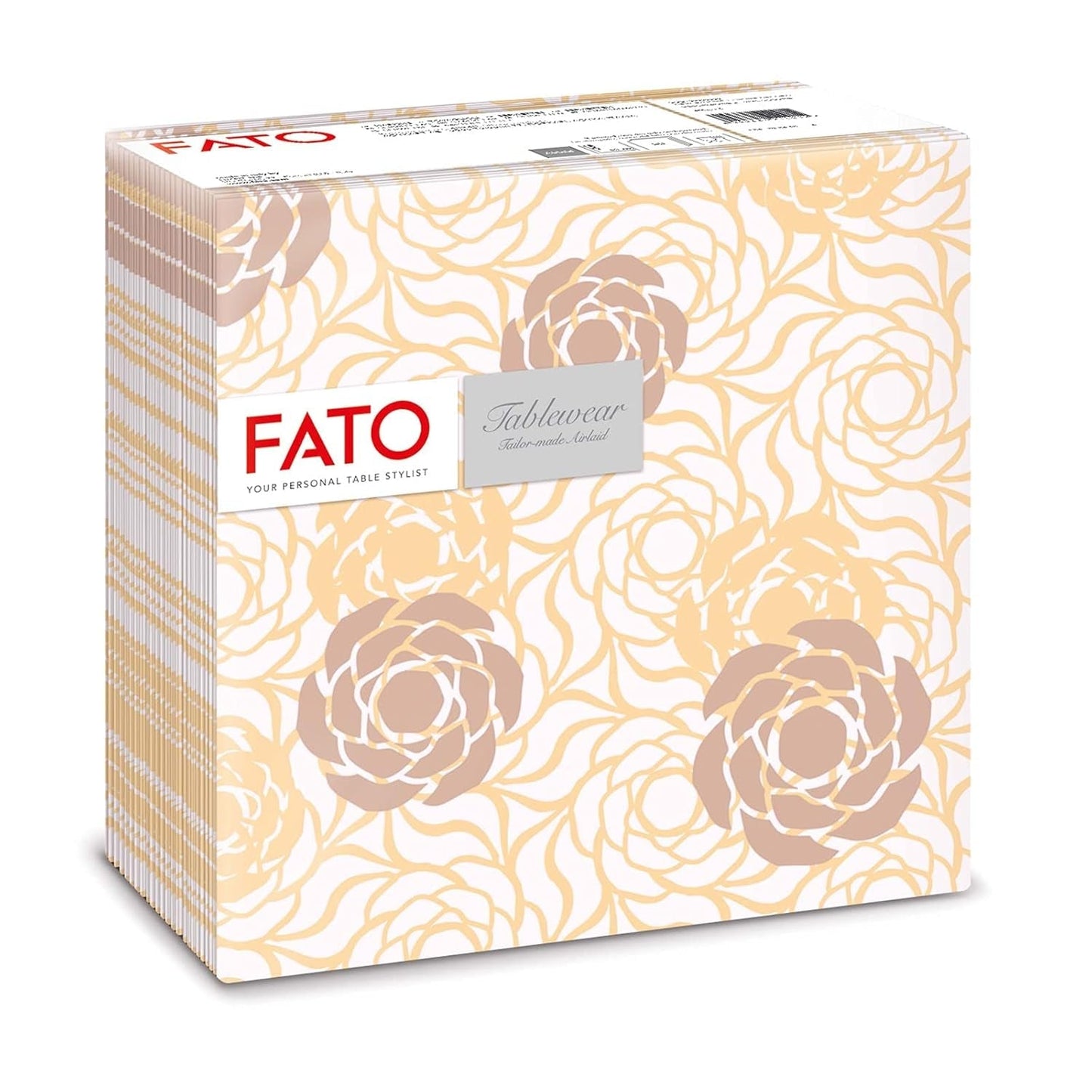 Fato - Tørre papirservietter, airlaid, tekstileffekt, pakke med 50 servietter, 40X40 foldet i 4 format, Tropicana Decor