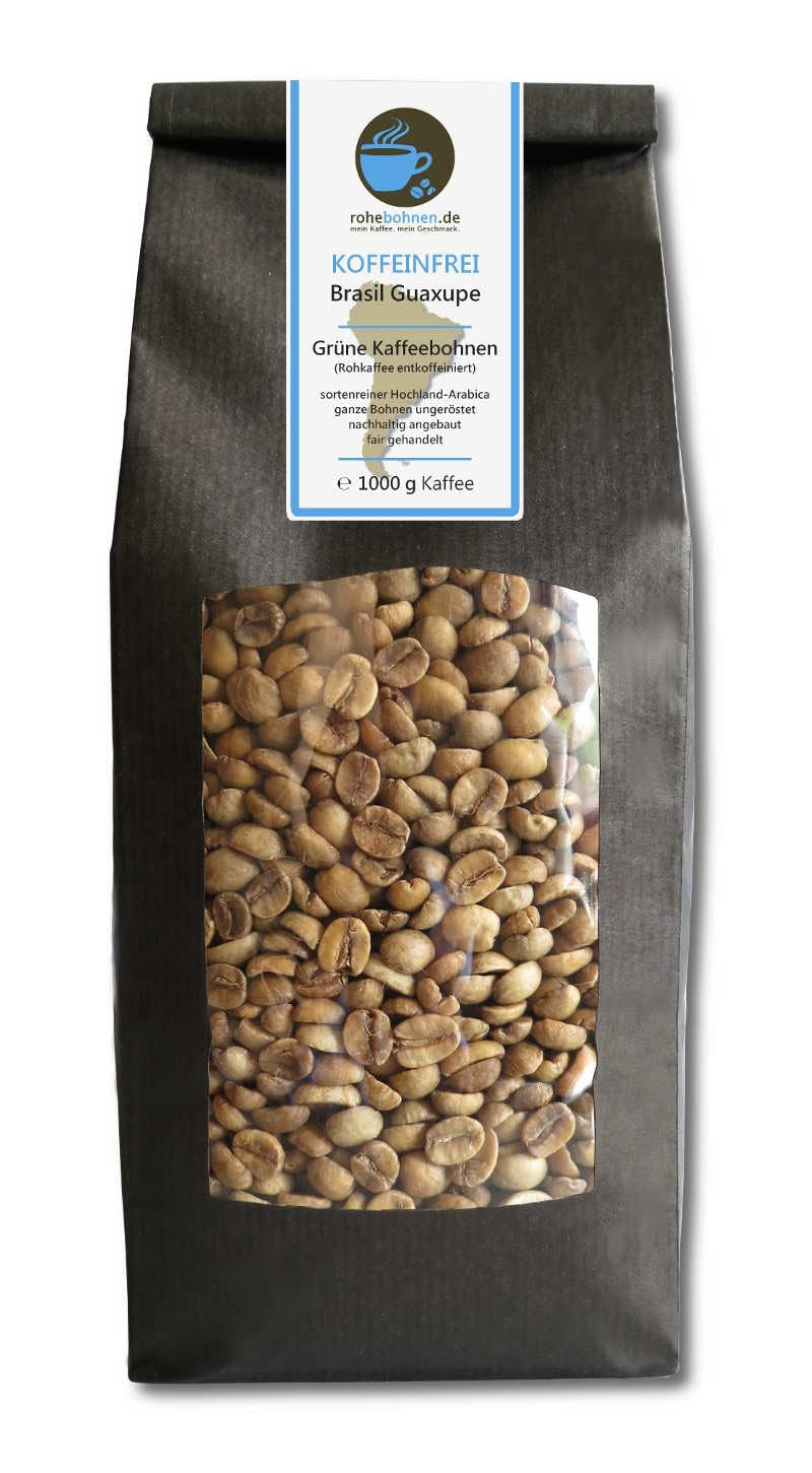 Grøn kaffe, rå kaffe, brasiliansk Guaxupe uden koffein (grønne kaffebønner 1000g) - GMP-certifikat