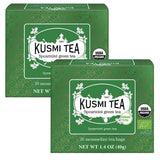 Kusmi Tea - Pakke med 2 - Jasmine Green Tea - Økologisk Jasmine Green Tea Blend - 100% økologisk grøn te - Kan indtages varm eller kold - 2X20 teposer