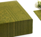 Papstar, 50 servietter "ROYAL Collection" 1/4 fold 40 Cm X 40 Cm olivengrøn "Ornaments", #81746