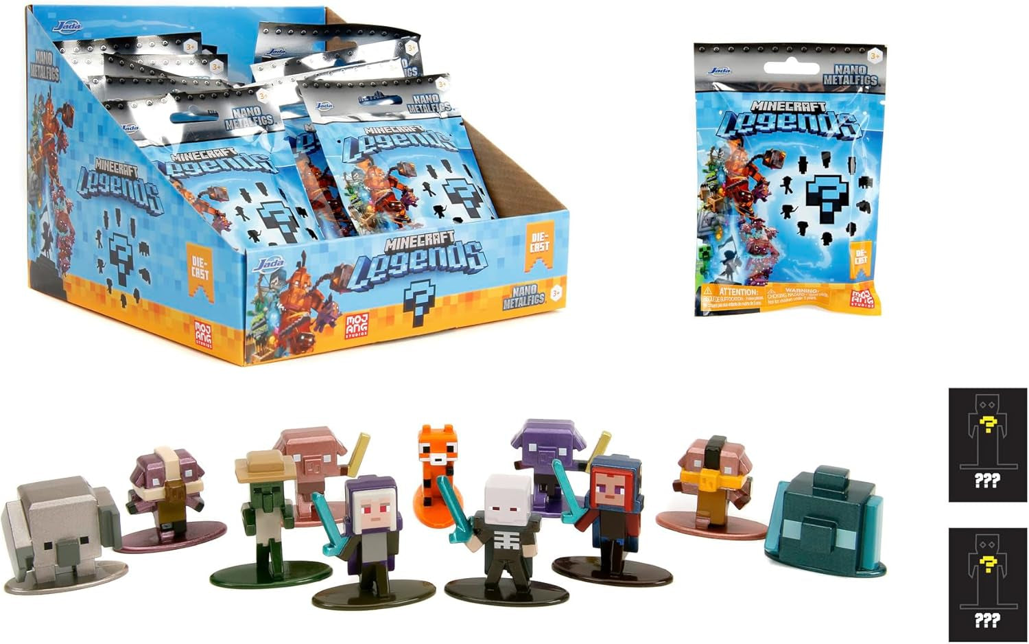 Jada Toys - Minecraft Blind Pack Nanofigs, Wave 2, Minecraft Legends Nano Metal samlerfigur, Forskellige modeller, 4 Cm, Alder 3+, Sorte Action Figurer Naty Shop Standardtitel